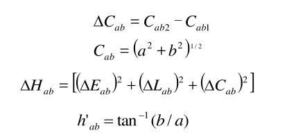 彩度、色相、色調(diào)差計(jì)算公式